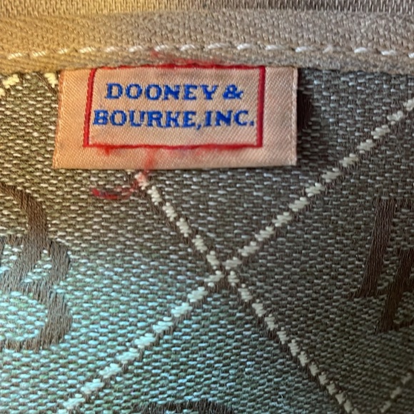 Vintage Dooney & Bourke Brown Leather & Tan Canvas Signature Logo Shoulder Bag - Picture 4 of 14